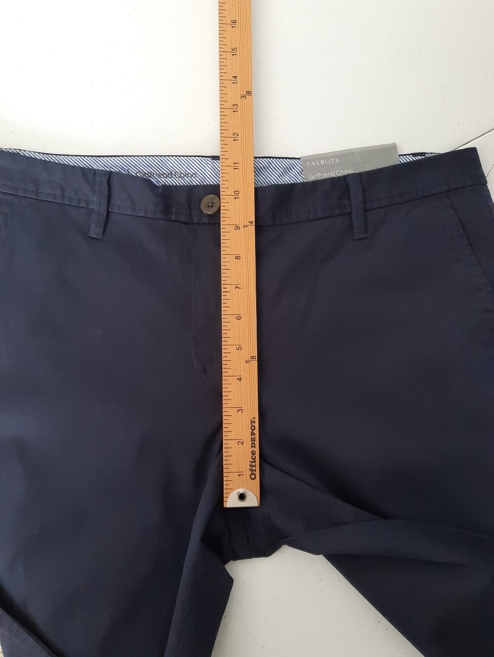 Talbots Solid Navy Blue Stretch Cotton Mid Rise Girlfriend Chino Pants size 12 - Picture 10 of 14